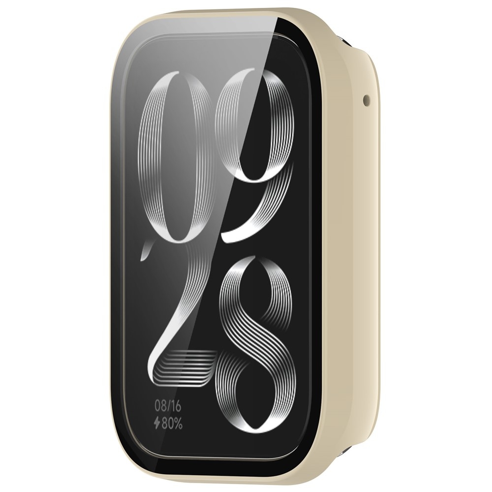 Overall plastové nasazovací pouzdro s ochranným sklem na Xiaomi Smart Band 9 Pro - béžové
