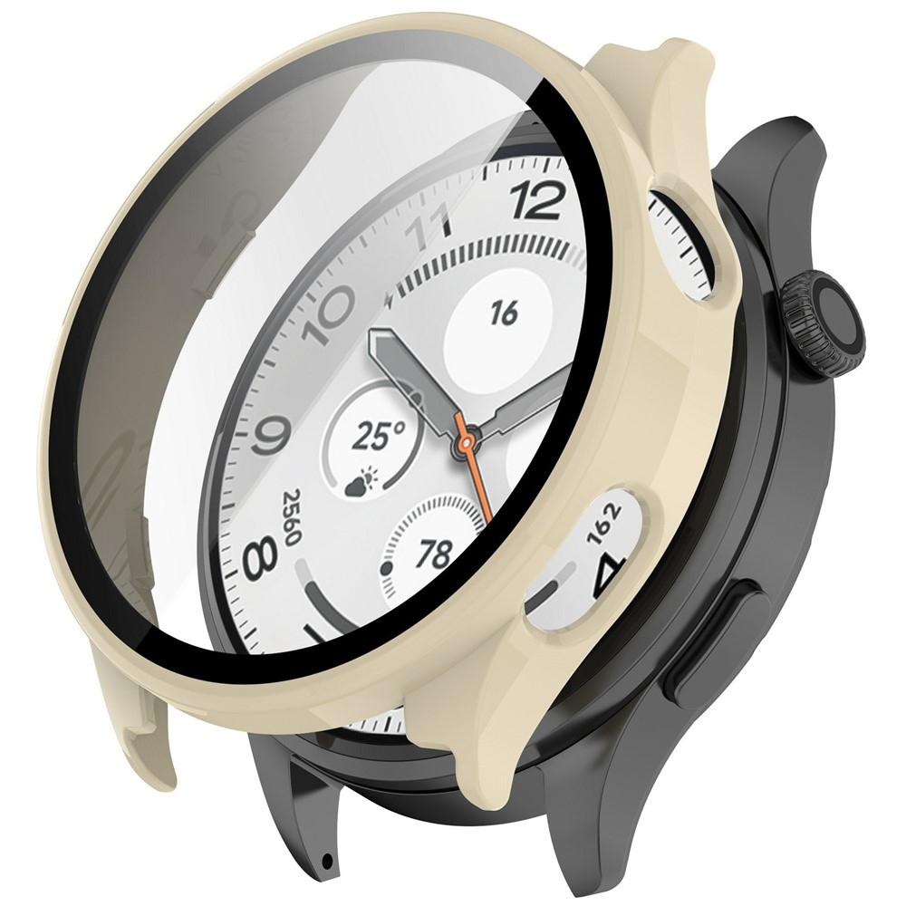 Overall plastové nasazovací pouzdro s ochranným sklem na Xiaomi Watch 5 - béžové