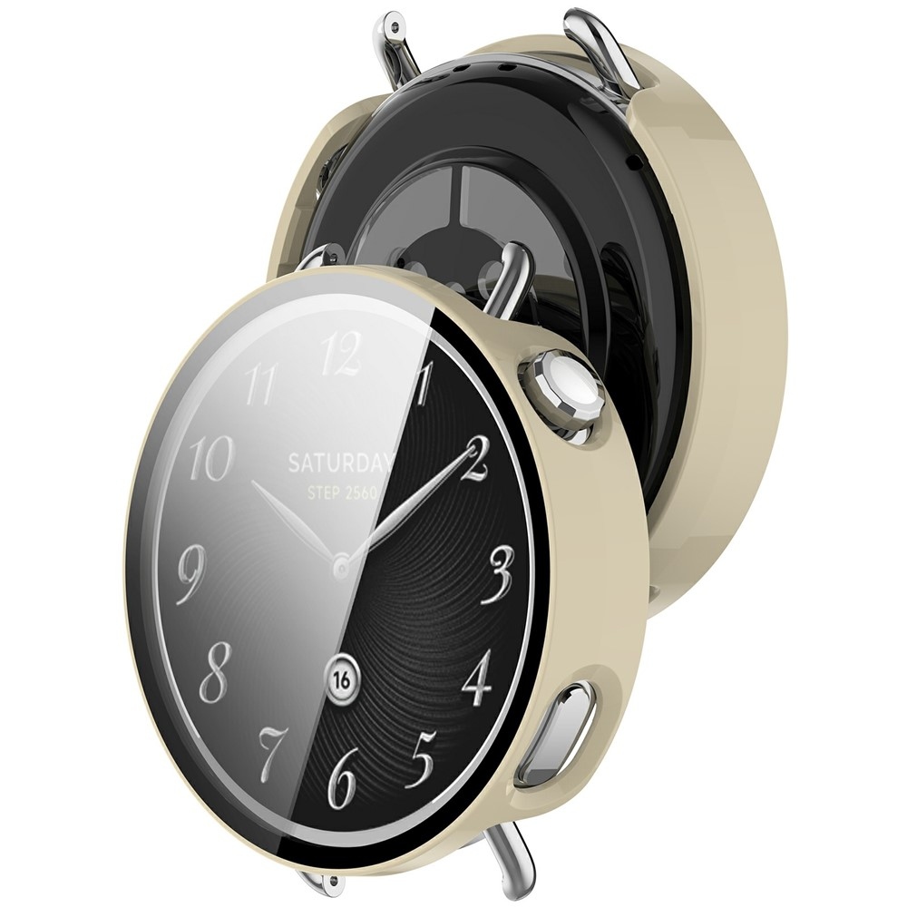 Overall plastové nasazovací pouzdro s ochranným sklem na Xiaomi Watch S4 41mm - béžové