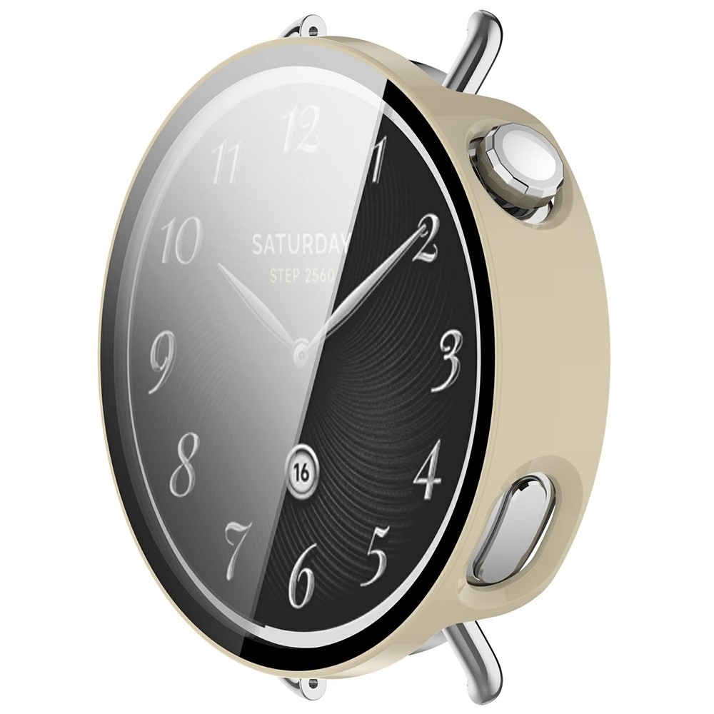 Overall plastové nasazovací pouzdro s ochranným sklem na Xiaomi Watch S4 41mm - béžové