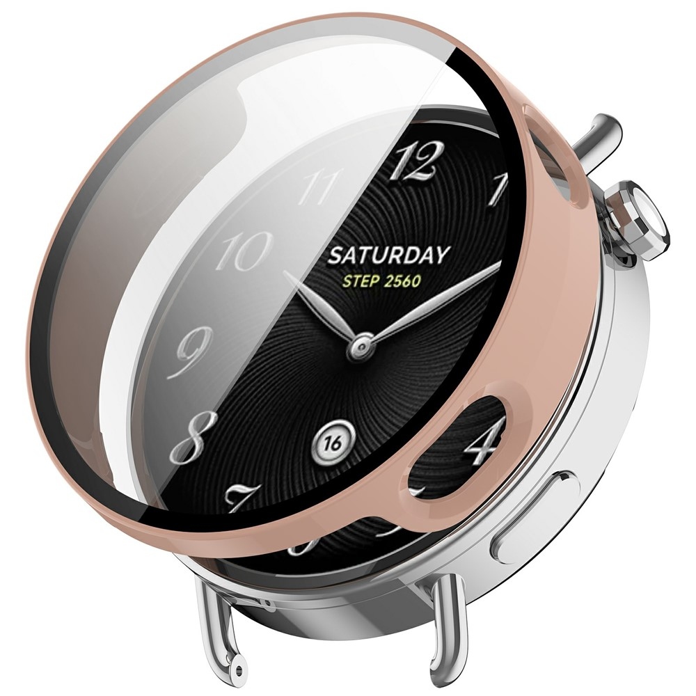 Overall plastové nasazovací pouzdro s ochranným sklem na Xiaomi Watch S4 41mm - růžové