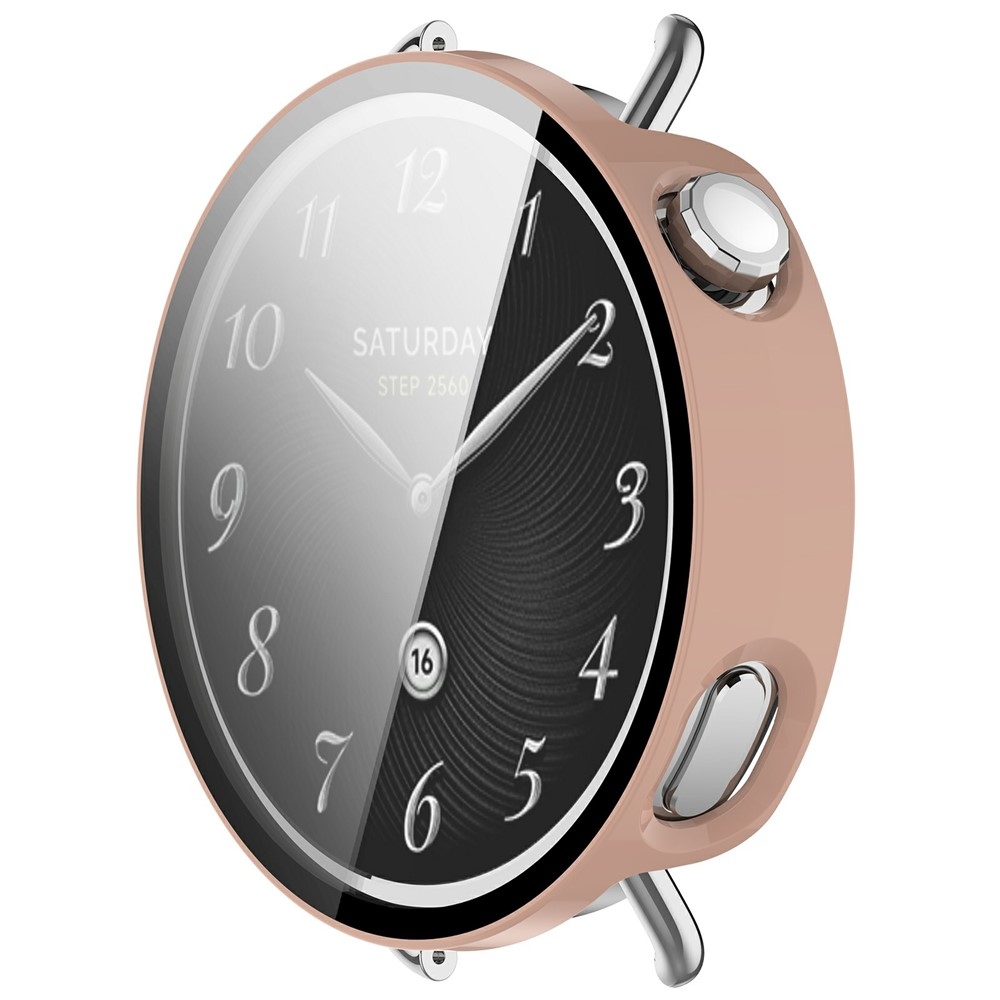 Overall plastové nasazovací pouzdro s ochranným sklem na Xiaomi Watch S4 41mm - růžové