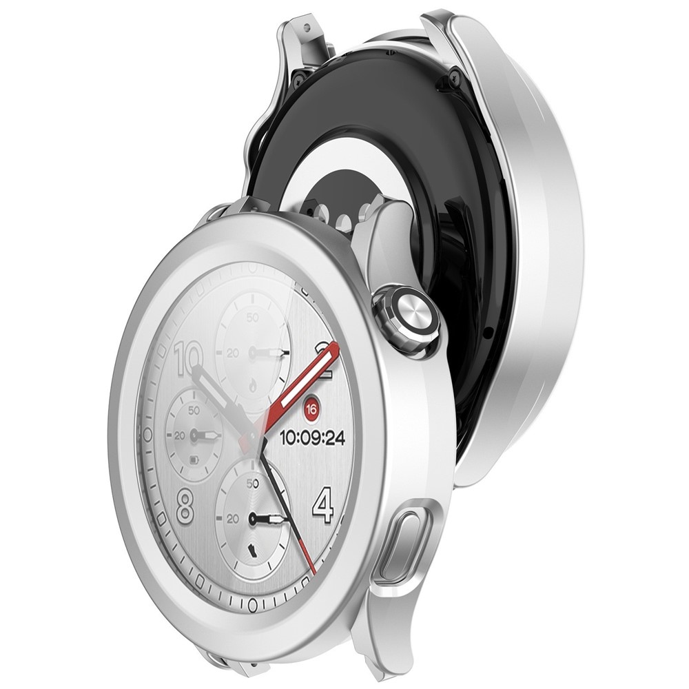 Overall plastové nasazovací pouzdro s ochranným sklem na Xiaomi Watch S5 - stříbrné