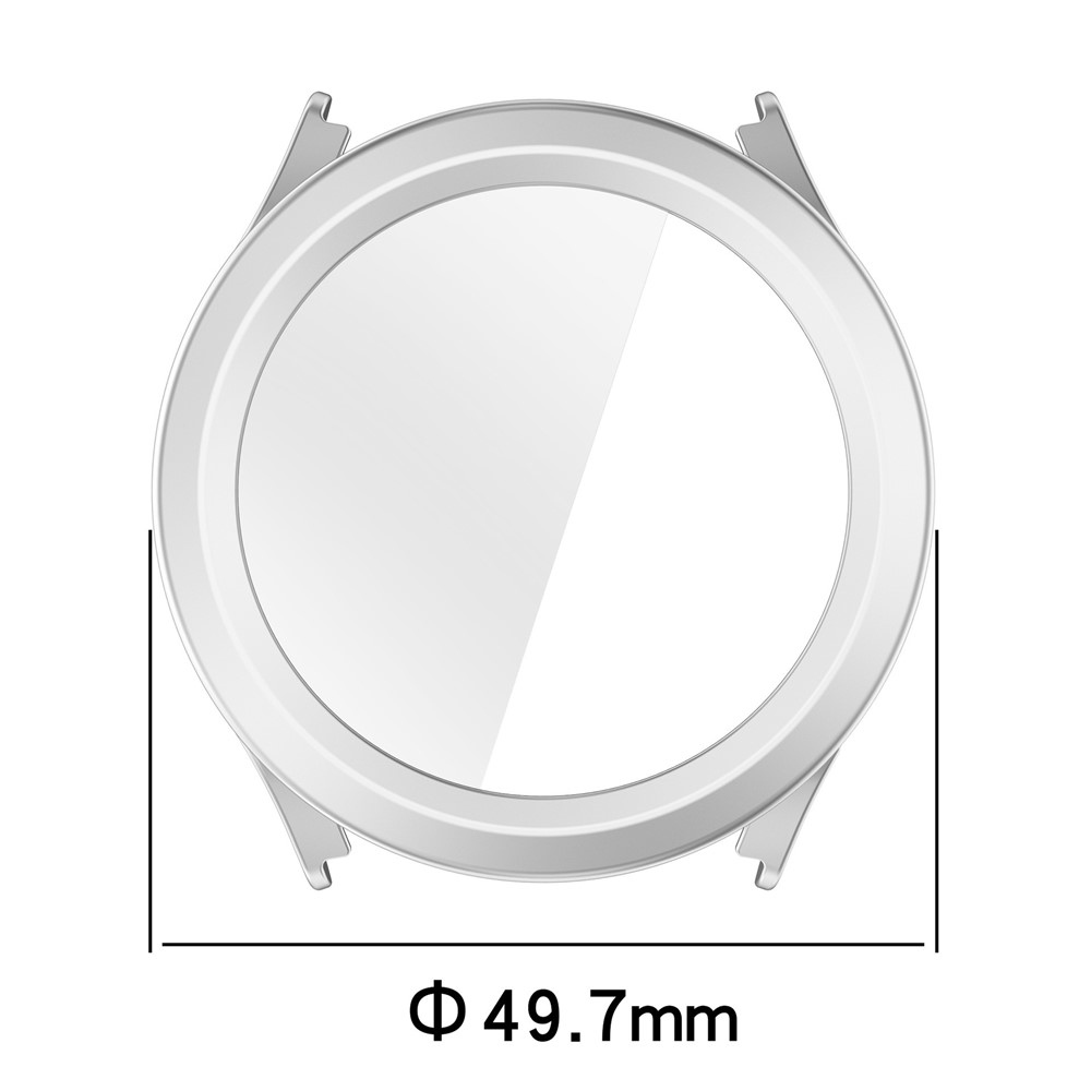 Overall plastové nasazovací pouzdro s ochranným sklem na Xiaomi Watch S5 - stříbrné