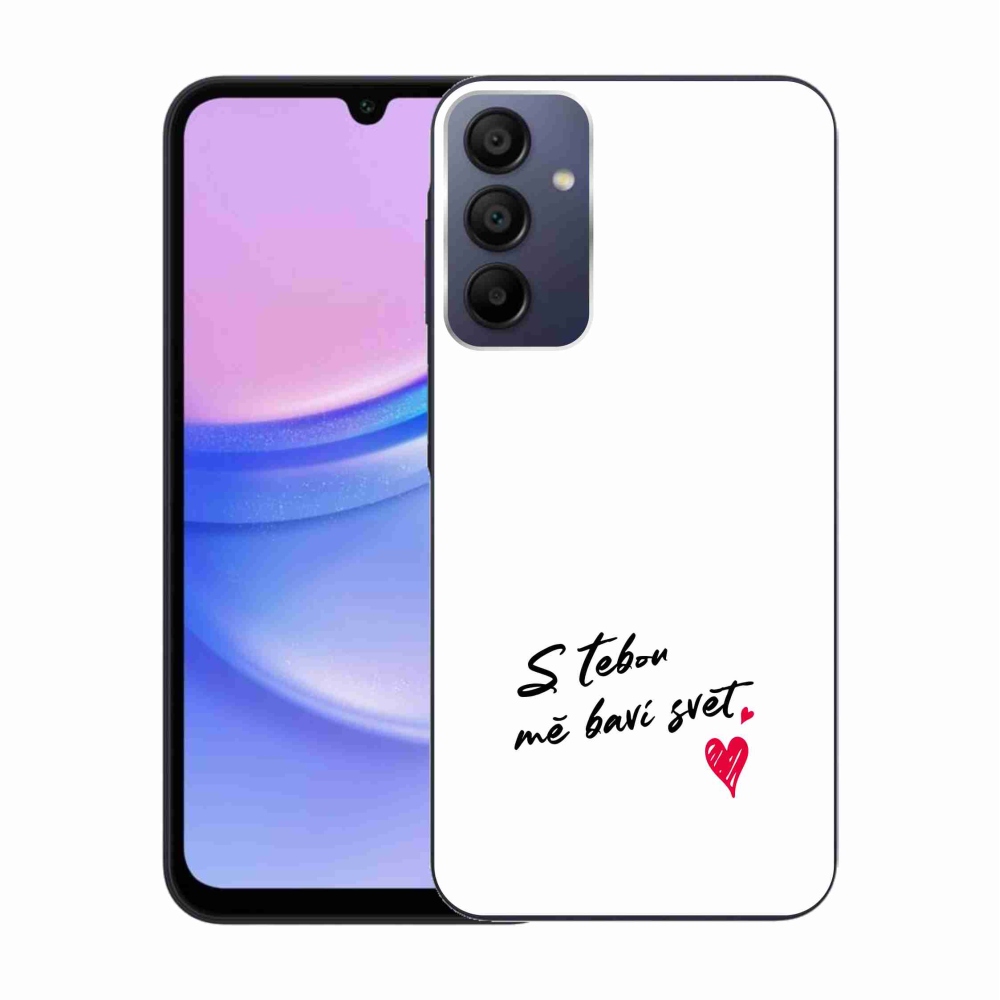 Gelový kryt mmCase na Samsung Galaxy A15 4G/5G - zamilovaný text 1 bílé pozadí