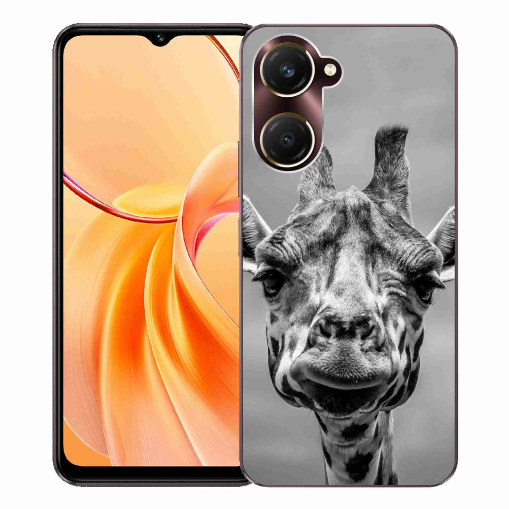 Gelový kryt mmCase na Vivo Y28s 5G - černobílá žirafa