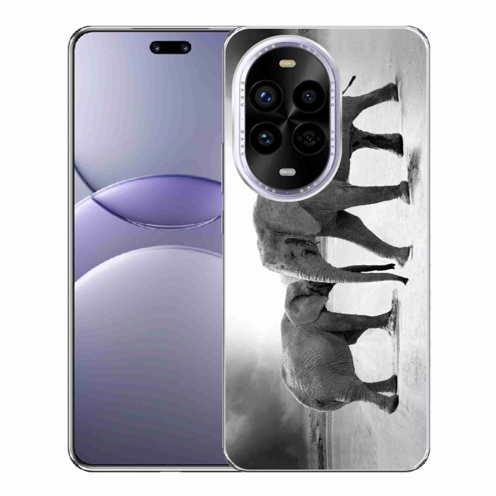 Gelový kryt mmCase na Huawei Nova 13 Pro 5G - černobílí sloni