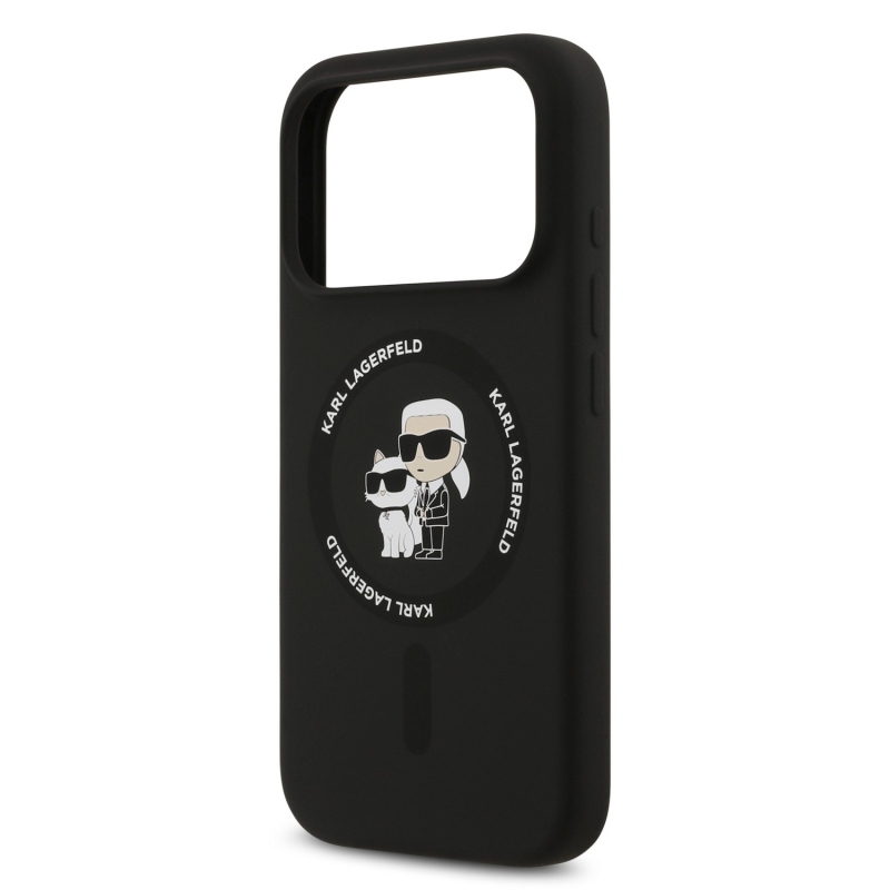Karl Lagerfeld Liquid Silicone Karl and Choupette MagSafe Zadní Kryt pro iPhone 18 Pro Max Black