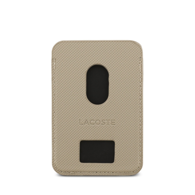 Lacoste PU Iconic Petit Pique MagSafe Peněženka Taupe