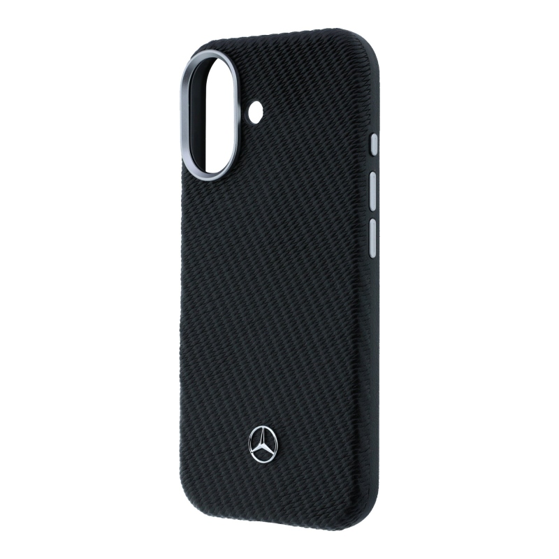 Mercedes PU Leather Wood Semi Wrap MagSafe Zadní Kryt pro iPhone 17 Black