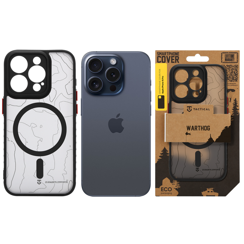 Tactical MagForce Warthog Kryt pro Apple iPhone 15 Pro Asphalt