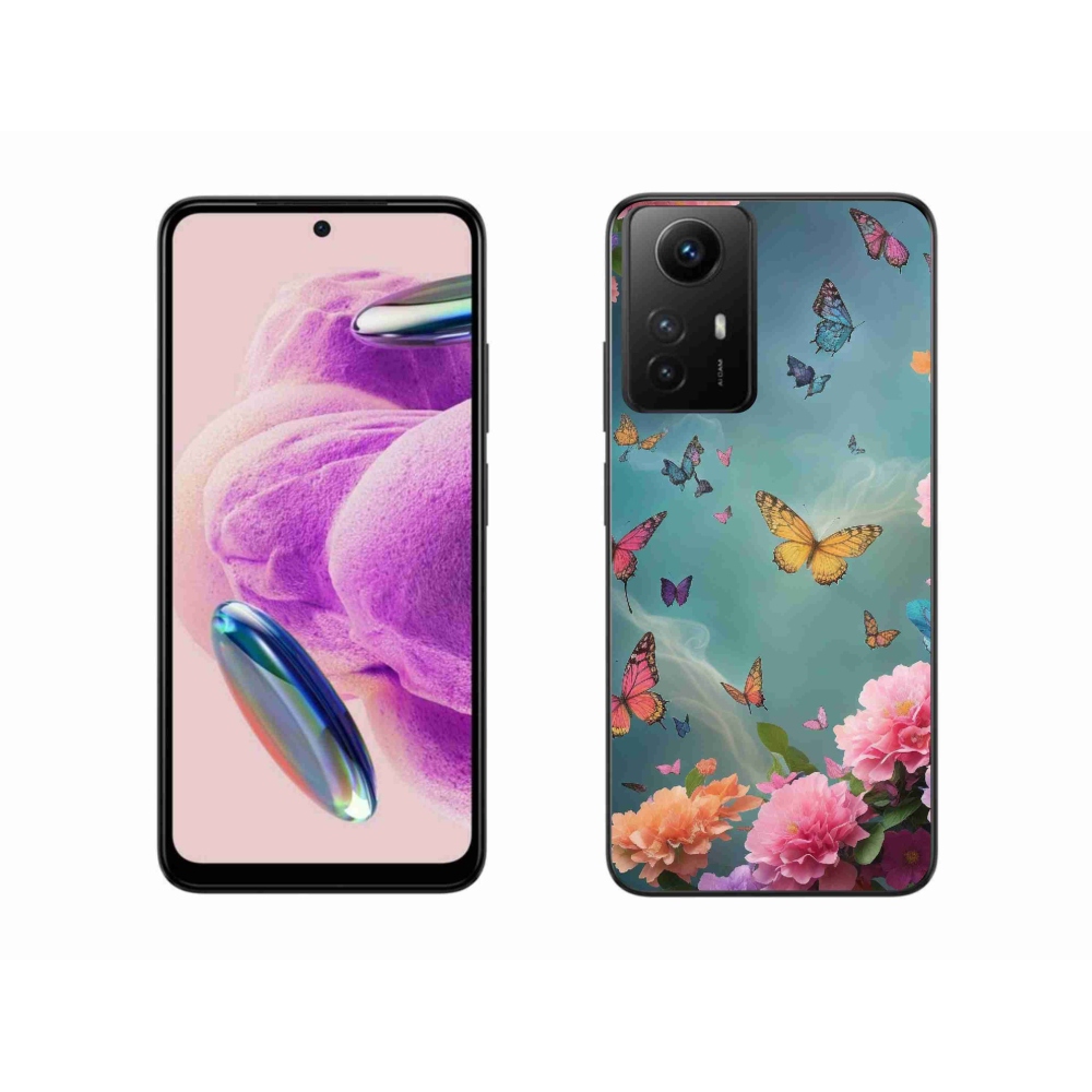 Gelový kryt mmCase na Xiaomi Redmi Note 12S - barevné květy a motýli