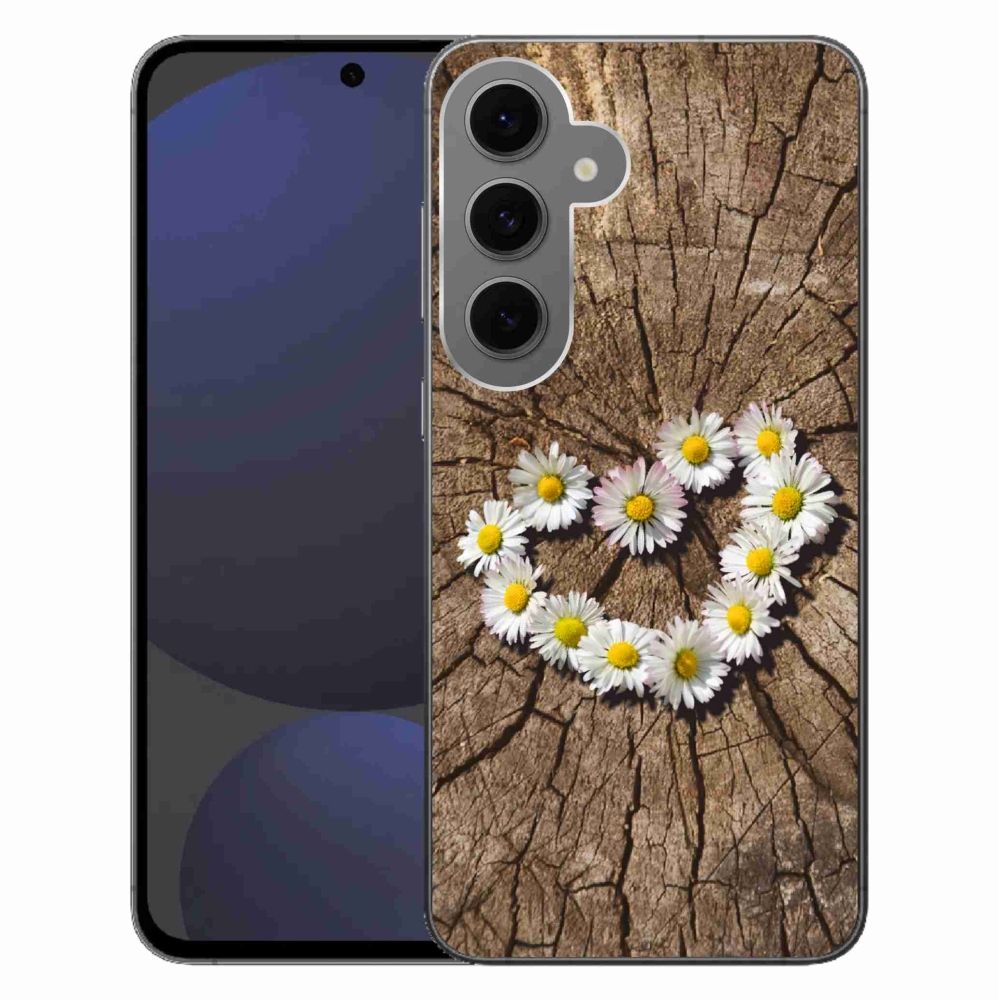 Gelový kryt mmCase na Samsung Galaxy S24 FE - srdce z kopretin