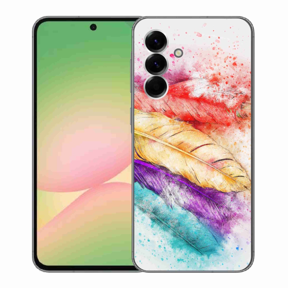 Gelový kryt mmCase na Samsung Galaxy A56 5G - barevné peří
