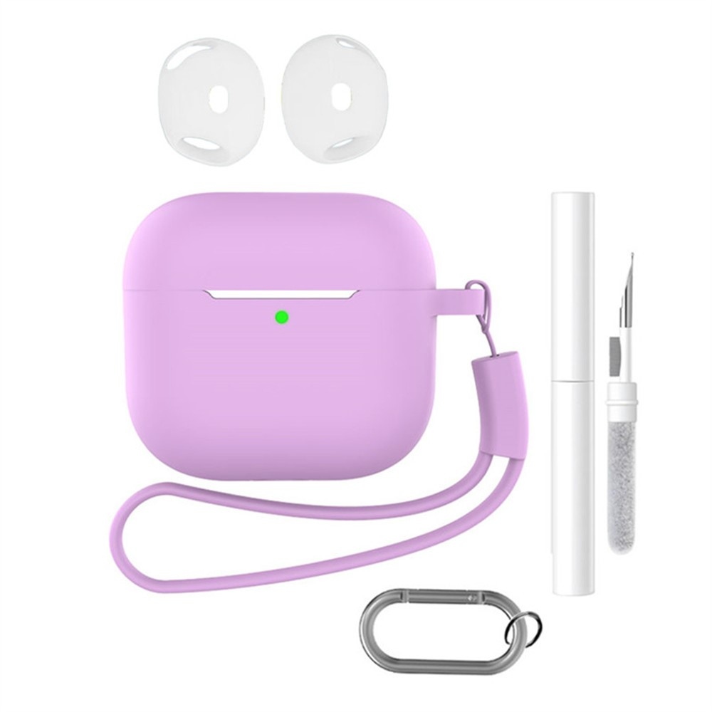 Set silikonový obal na Apple AirPods 4 s čistící sadou - růžový