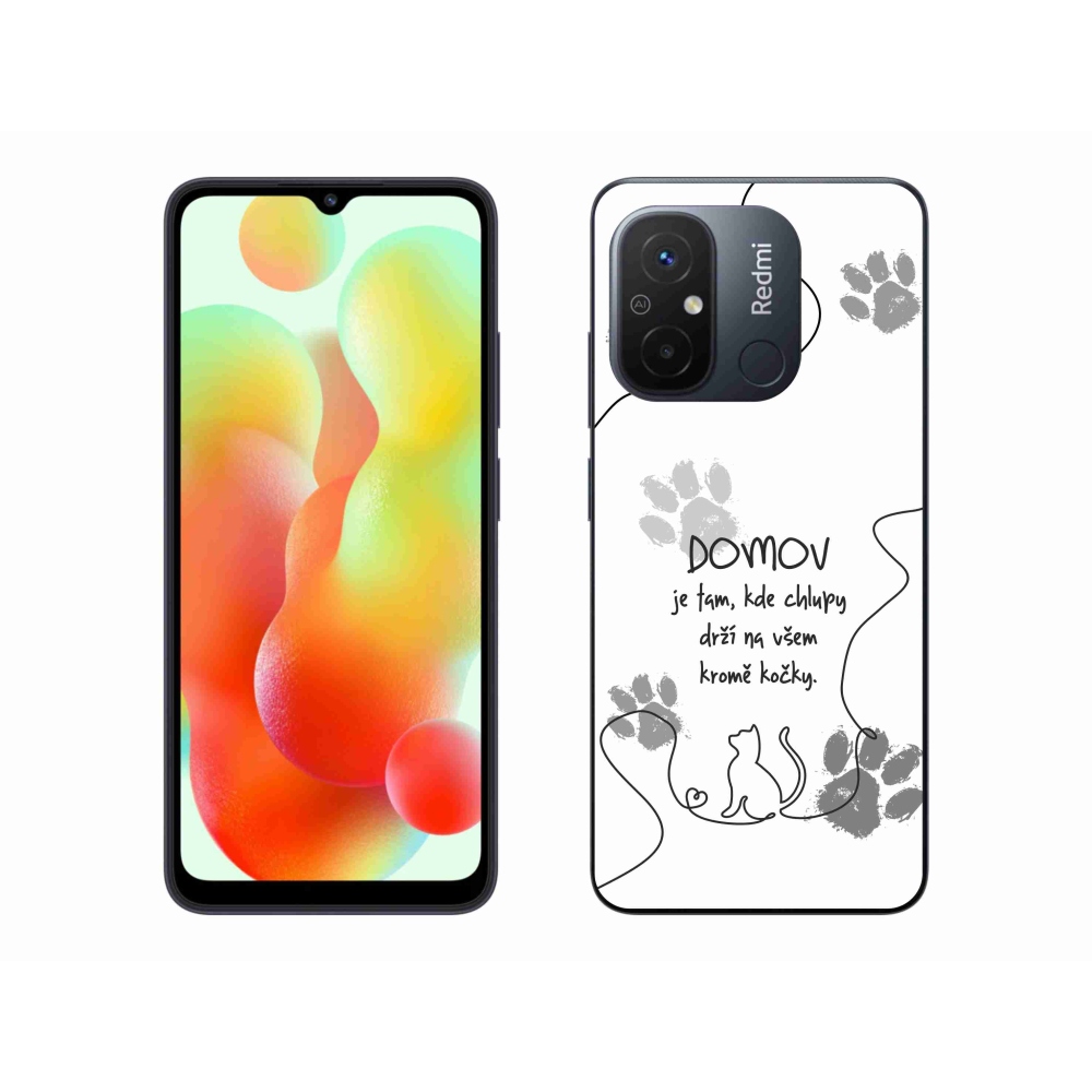 Gelový kryt mmCase na Xiaomi Redmi 12C - kočičí motiv bílé pozadí