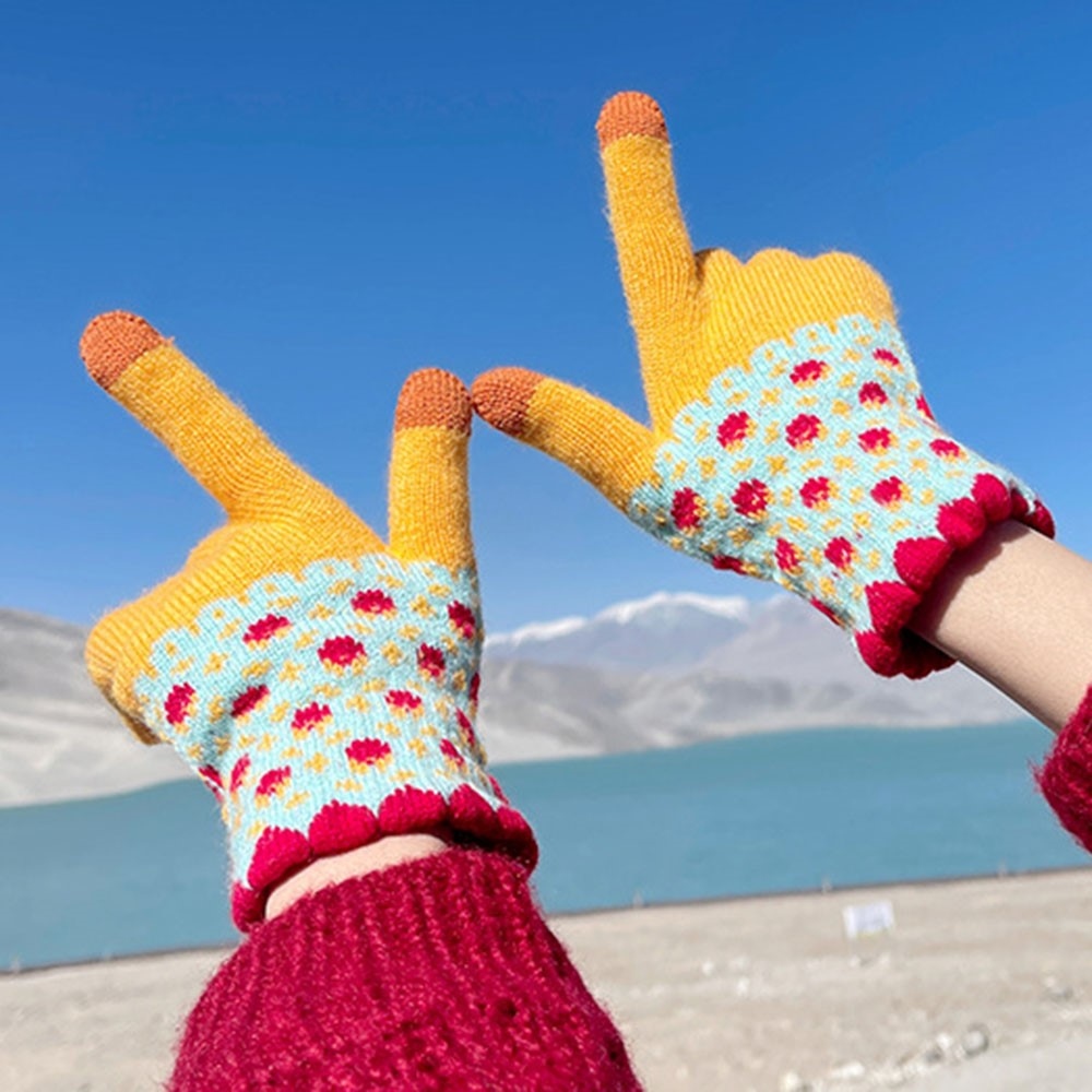DZ122 dámské dotykové zimní rukavice - žluté