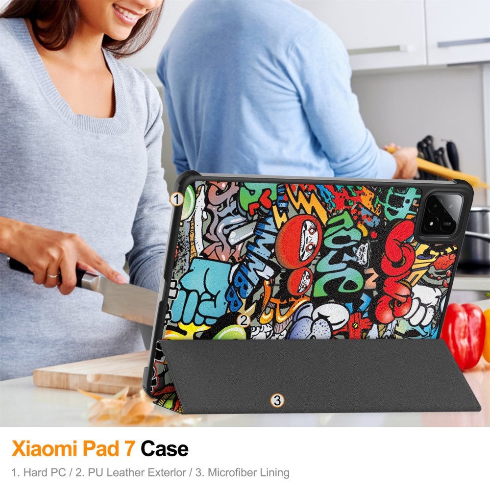 Patty chytré polohovací pouzdro na tablet Xiaomi Pad 7/7 Pro - graffiti