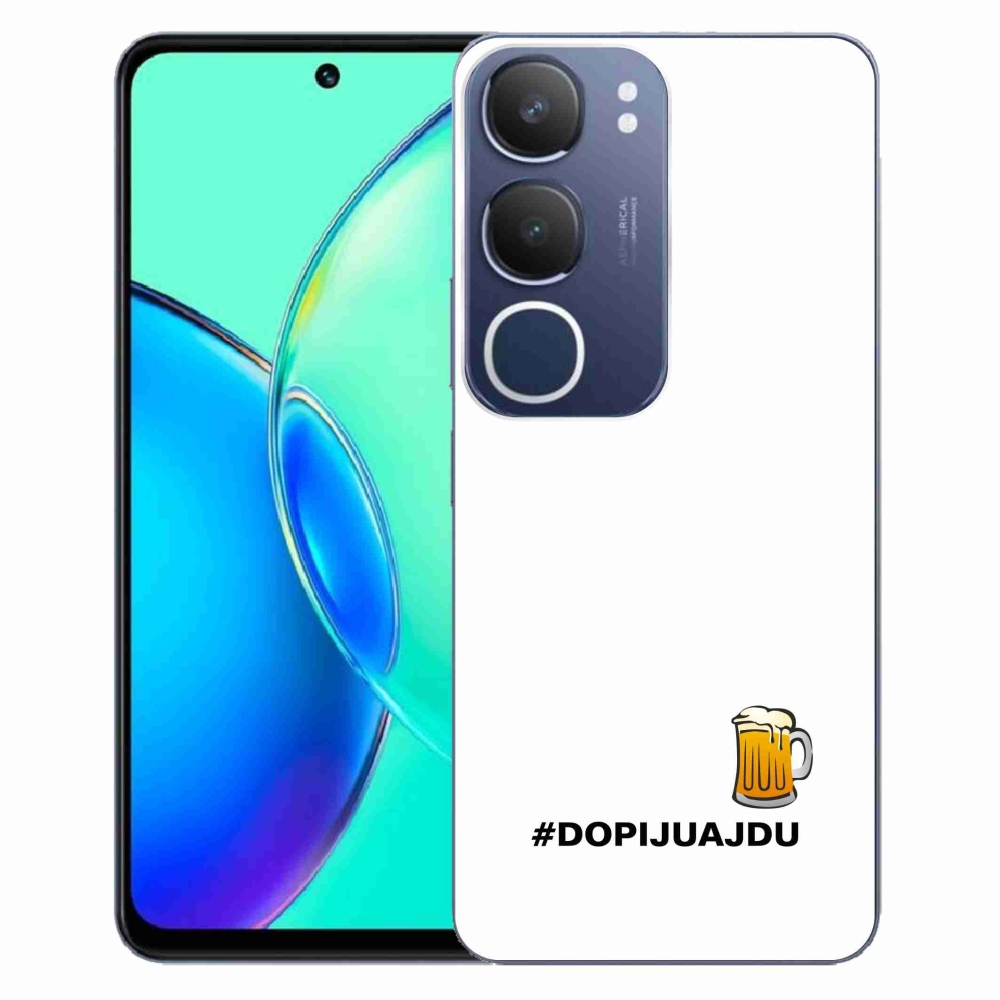 Gelový kryt mmCase na Vivo Y19s - pivní motiv 1 bílé pozadí