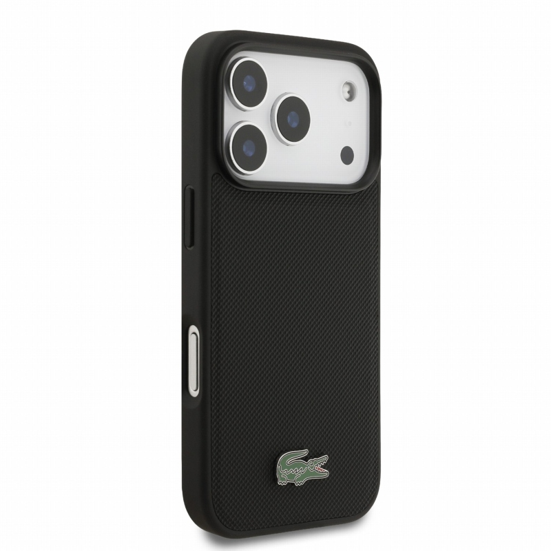 Lacoste PVC Iconic Petit Pique Metal Logo MagSafe Zadní Kryt pro iPhone 18 Pro Black