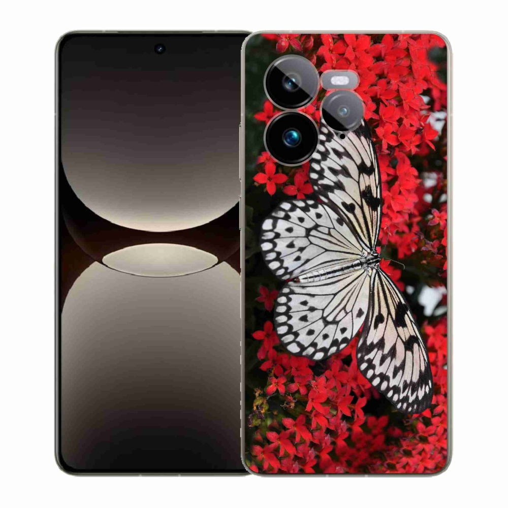 Gelový kryt mmCase na Realme GT 7 Pro 5G - černobílý motýl 1