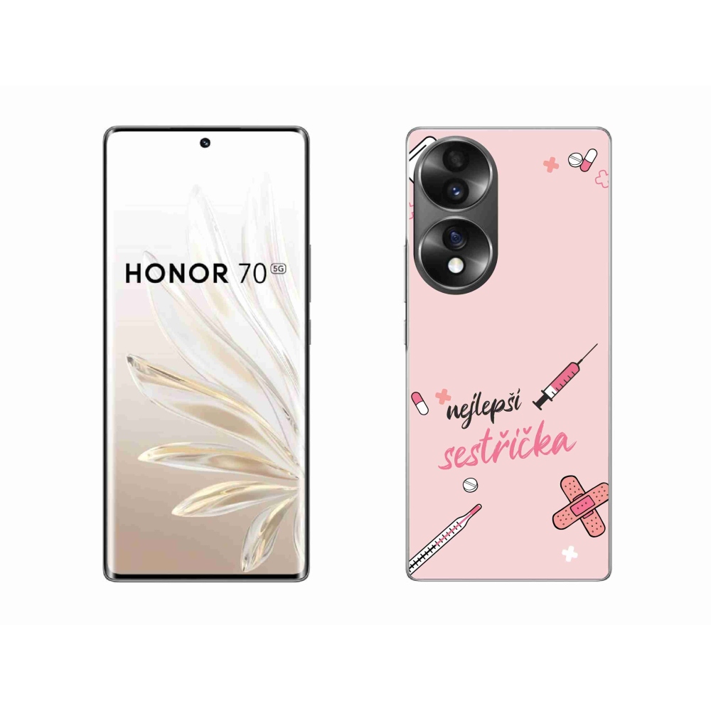 Gelový kryt mmCase na Honor 70 - nejlepší sestřička růžové pozadí