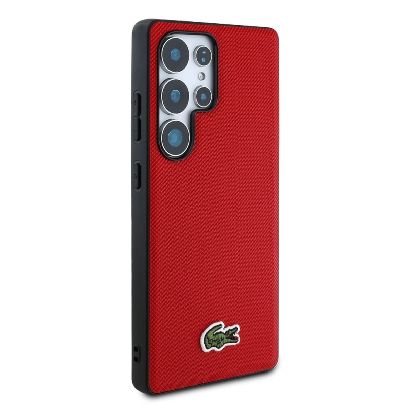 Lacoste Iconic Petit Pique Woven Logo MagSafe Zadní Kryt pro Samsung Galaxy S25 Ultra Red