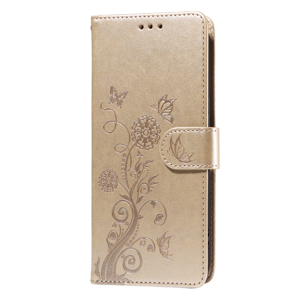 Flowery knížkové pouzdro na Realme 14x 5G/Realme C75 - zlaté
