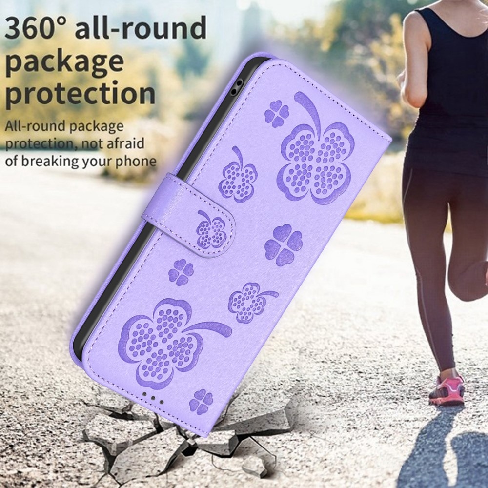 Clover knížkové pouzdro na Samsung Galaxy A06 4G - fialové