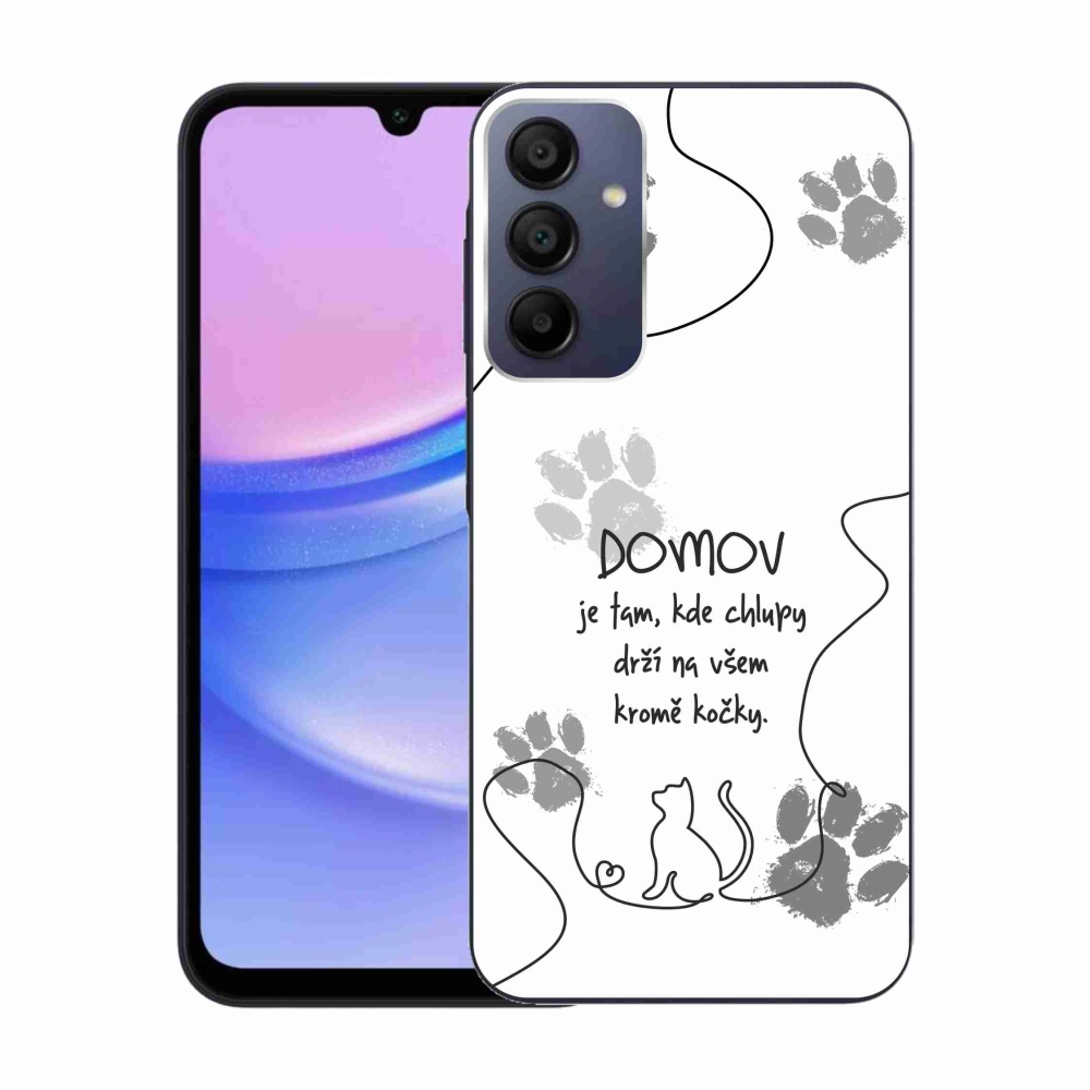 Gelový kryt mmCase na Samsung Galaxy A15 4G/5G - kočičí motiv bílé pozadí