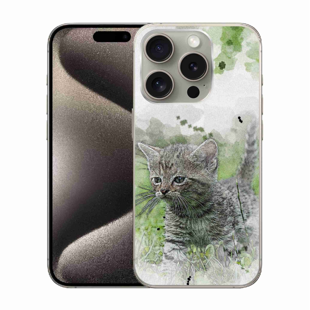Gelový kryt mmCase na iPhone 15 Pro - roztomilé kotě 1