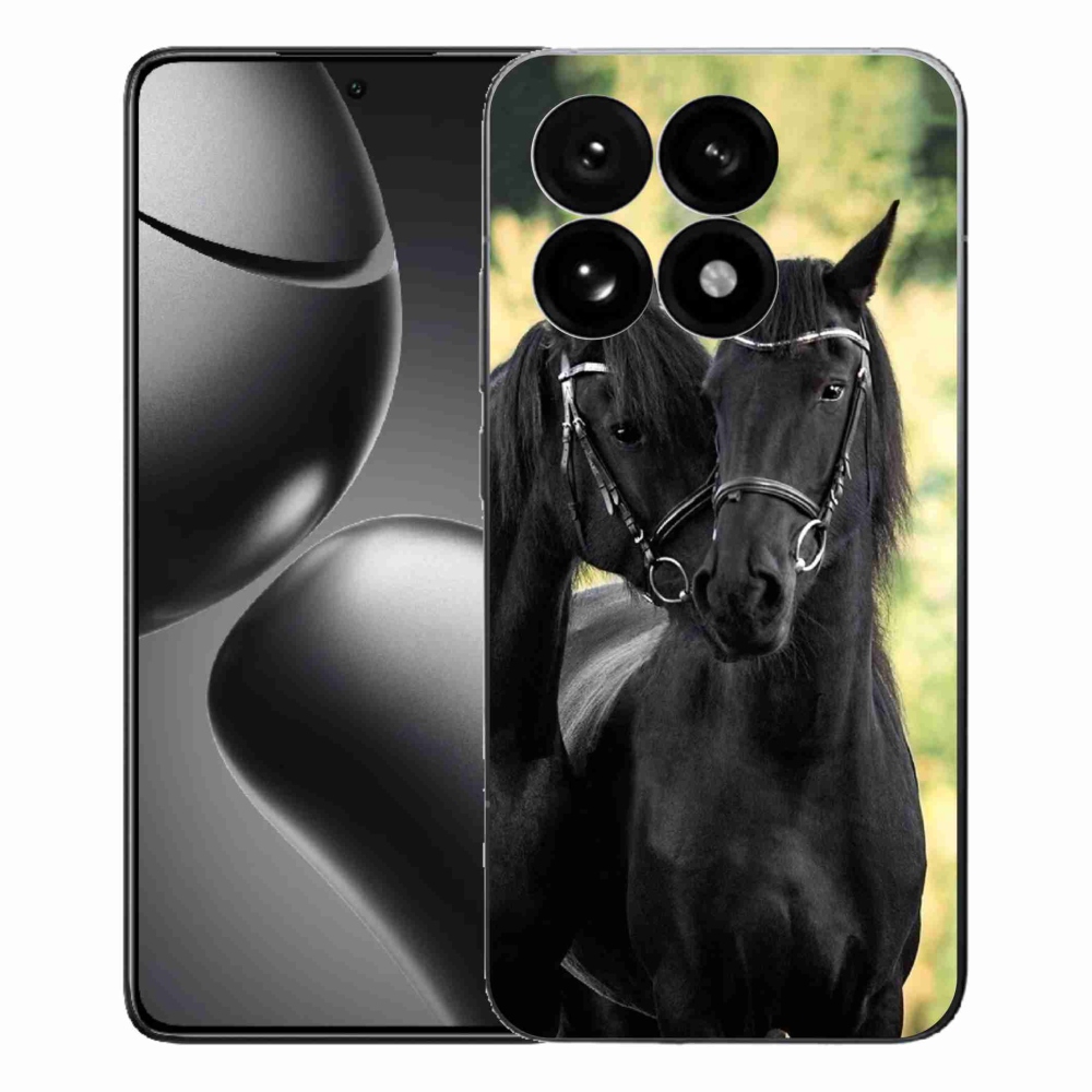 Gelový kryt mmCase na Xiaomi 15T - dva černí koně