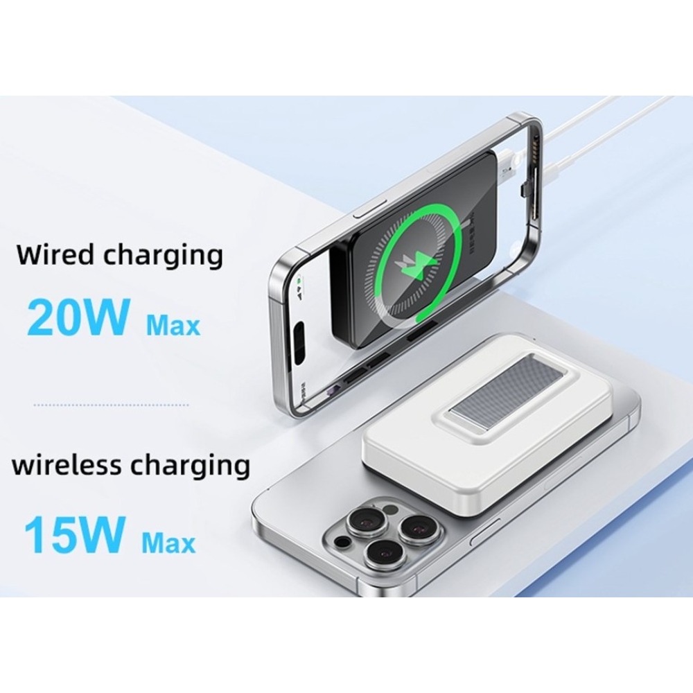 ZKD-03 magnetická powerbanka 10000 mAh 15W se stojánkem - černá