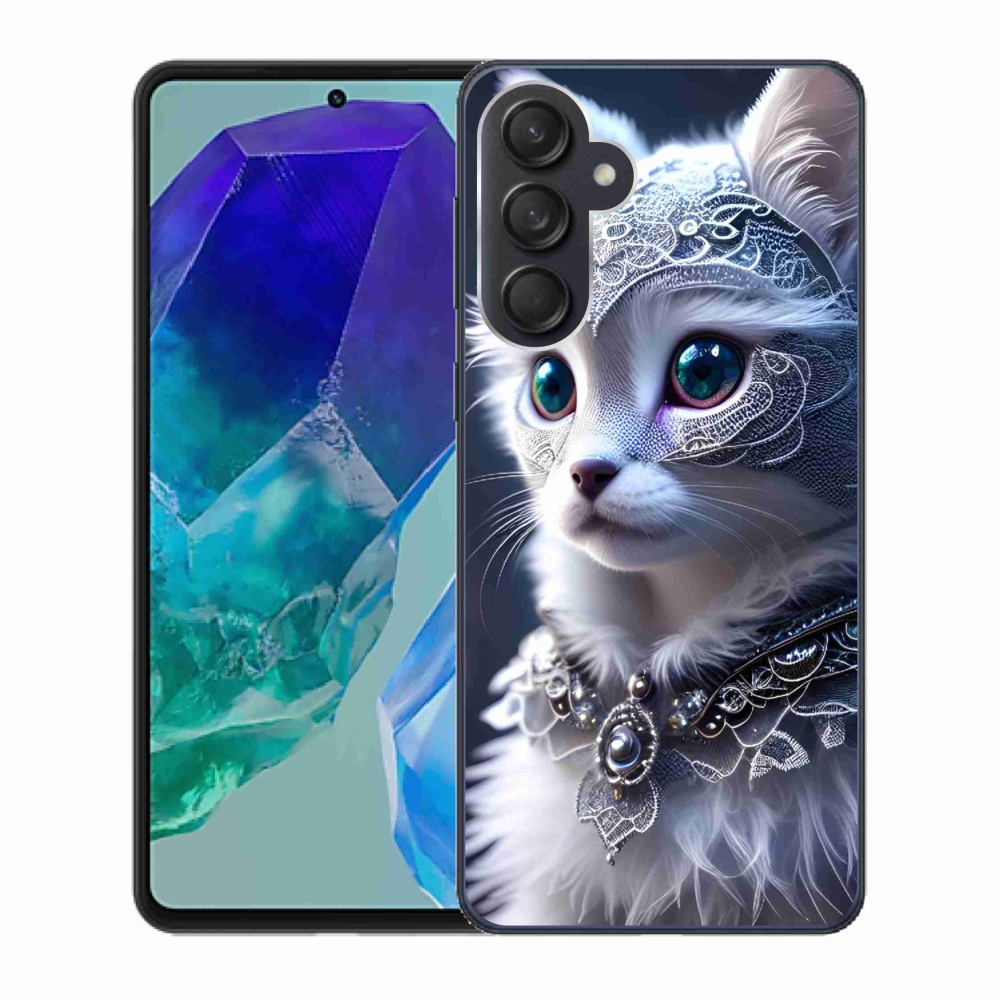 Gelový kryt mmCase na Samsung Galaxy M55 5G - bílá kočka