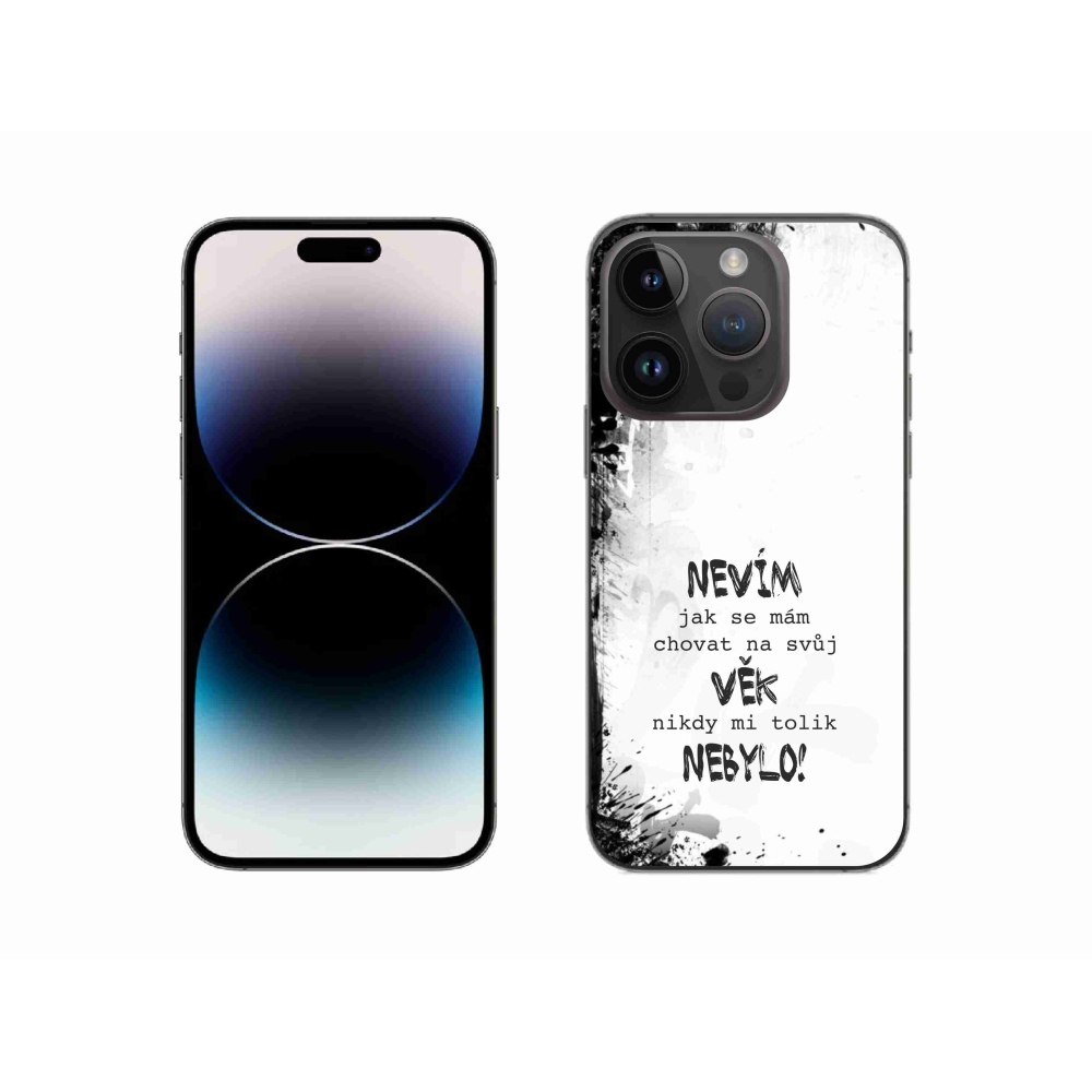 Gelový kryt mmCase na iPhone 14 Pro 6.1 - vtipný text 14 bílé pozadí