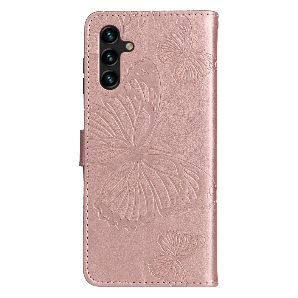 Big Buttefly knížkové pouzdro na Samsung Galaxy A13 5G/A04s - růžovozlaté