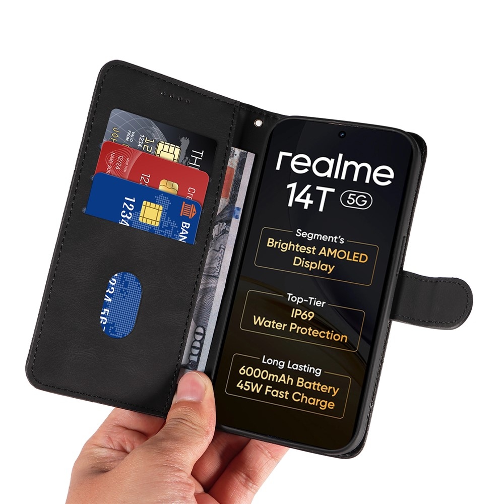 Curved knížkové pouzdro na Realme 14 5G/14T 5G - černé