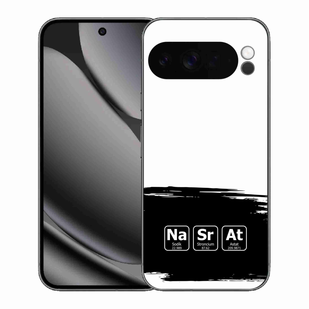 Gelový kryt mmCase na Google Pixel 10 Pro XL - chemické prvky černobílé pozadí
