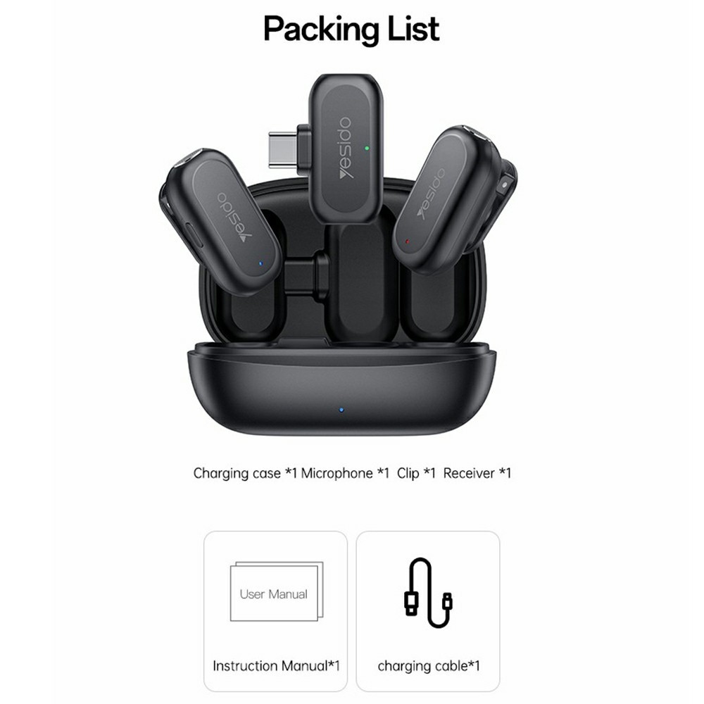 Yesido KR22 bezdrátový klopový mikrofon s AI redukcí šumu USB-C