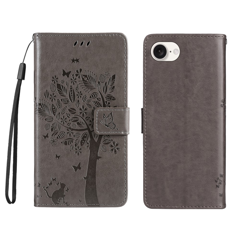 Trees knížkové pouzdro na iPhone 16e - šedé
