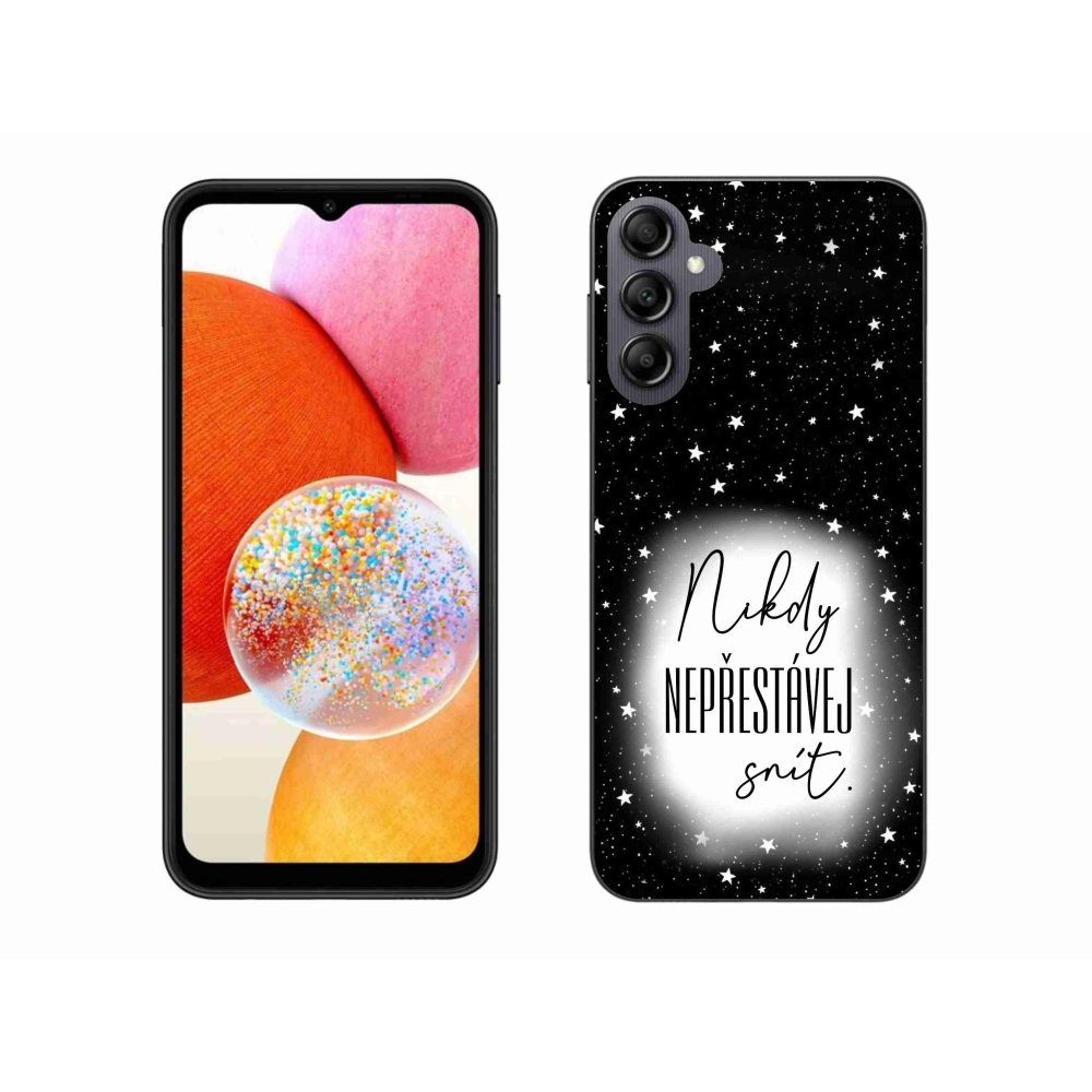 Gelový kryt mmCase na Samsung Galaxy A14 4G/5G - citát 1 bíločerné pozadí