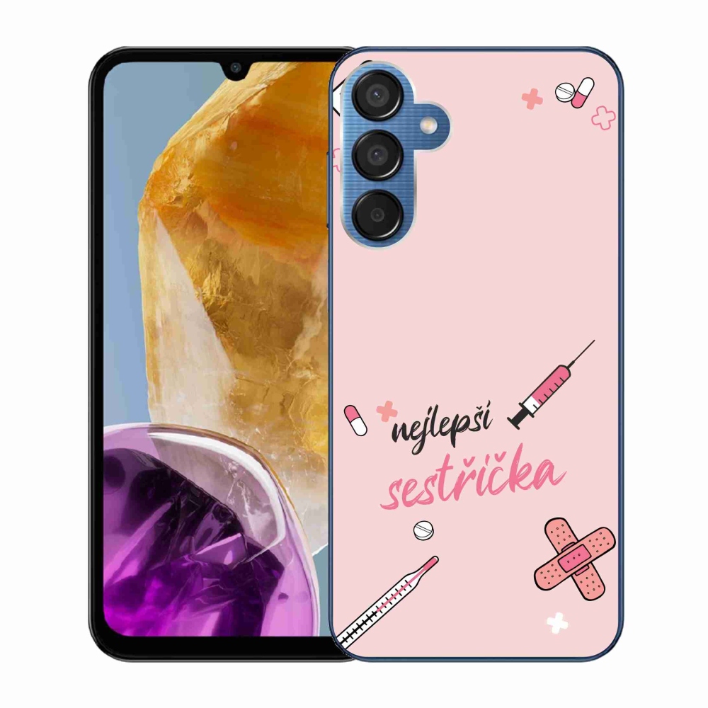 Gelový kryt mmCase na Samsung Galaxy M15 5G - nejlepší sestřička růžové pozadí