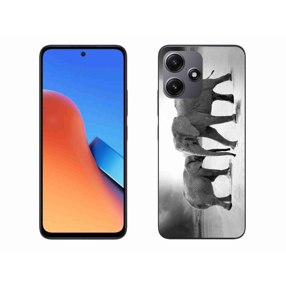Gelový kryt mmCase na Xiaomi Redmi 12 5G - černobílí sloni