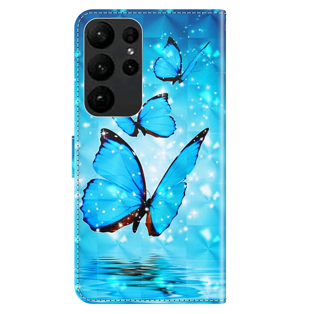 Print knížkové pouzdro na Samsung Galaxy S24 Ultra - modří motýli