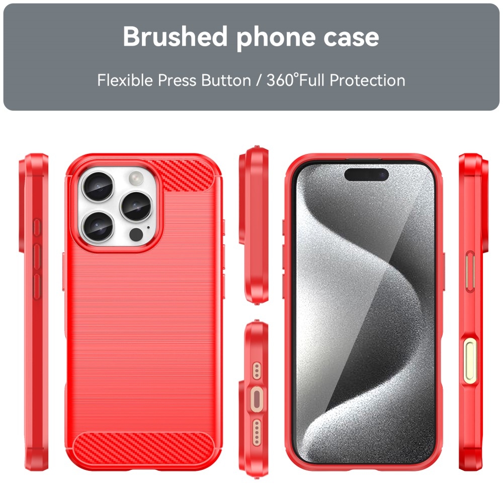 Carbon odolný gelový obal na iPhone 16 Pro - červený