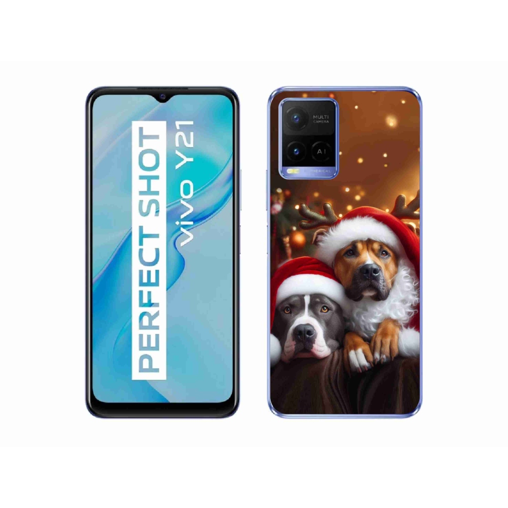 Gelový kryt mmCase na Vivo Y21/Y21s/Y33s - vánoční psi