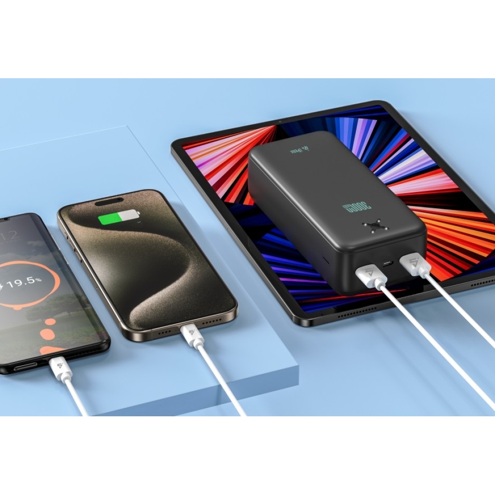 iPEAX Powerbanka 30 000 mAh 10,5W 2x USB-A, černá
