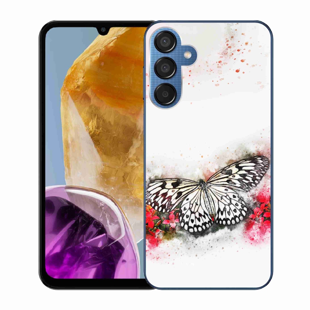 Gelový kryt mmCase na Samsung Galaxy M15 5G - černobílý motýl