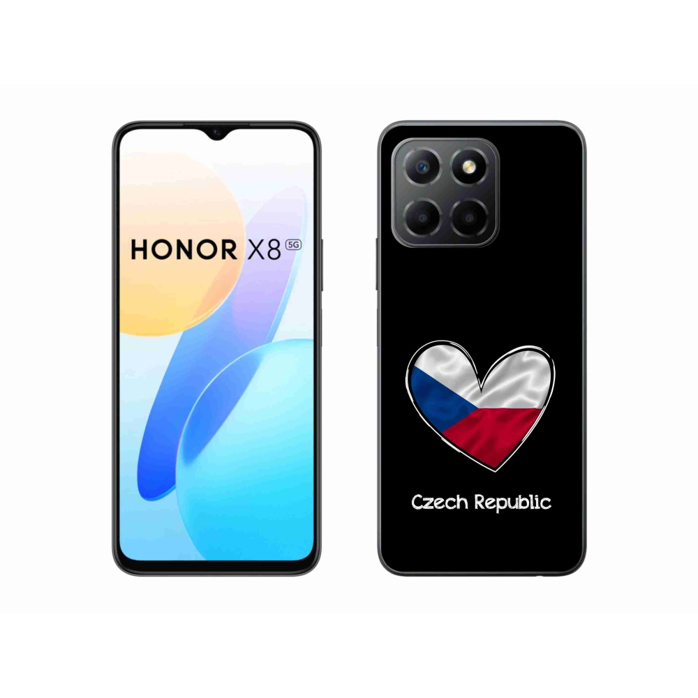 Gelový kryt mmCase na Honor X8 5G/Honor 70 Lite 5G - vlajka srdce černé pozadí