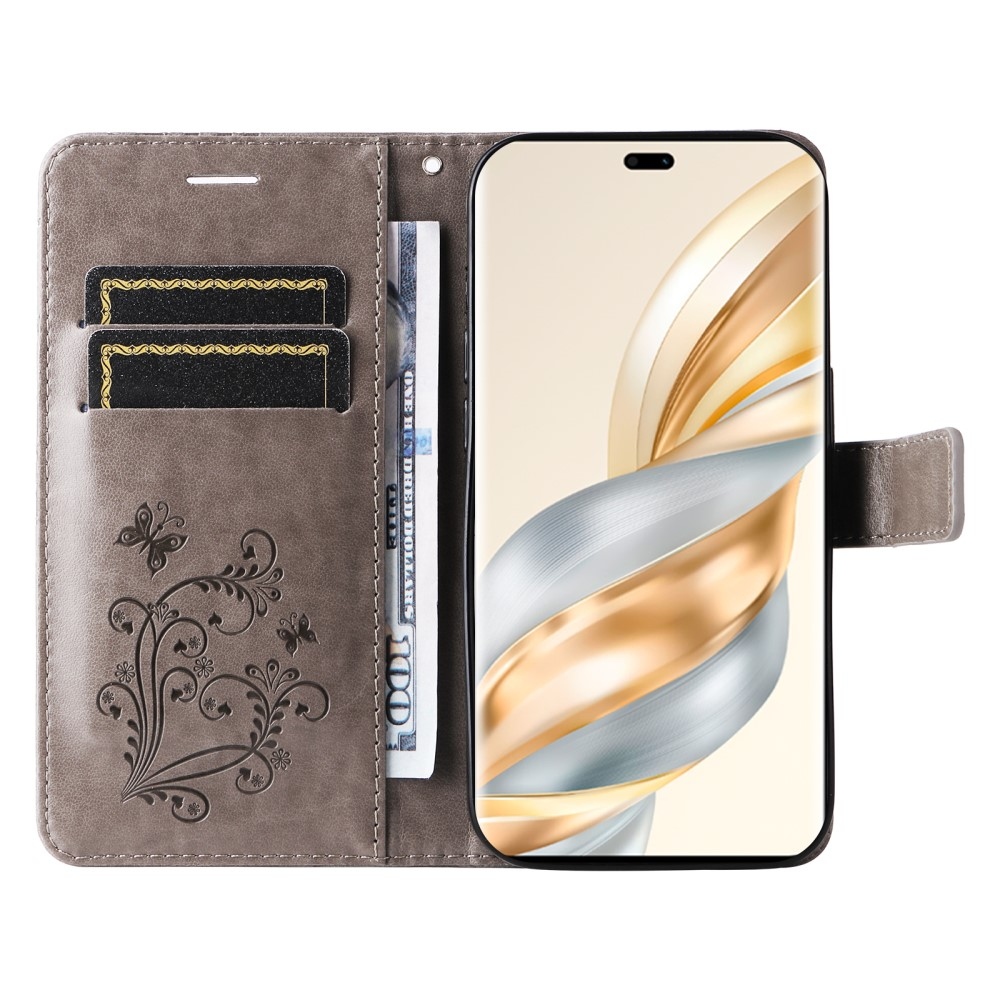 Big Butterfly knížkové pouzdro na Honor Magic 7 Lite 5G - šedé
